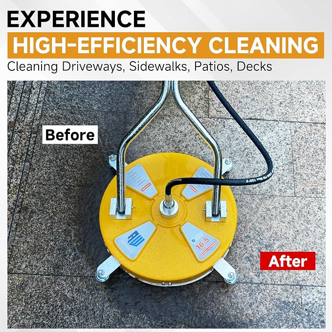 RIDGE WASHER Power Washer Surface Cleaner, 16.5 Inch Surface Cleaner with Dual Handle, Pressure Washer Surface Cleaner with 4 Wheels for Cleaning Driveways, Sidewalks, Patios, Decks, 4000 PSI