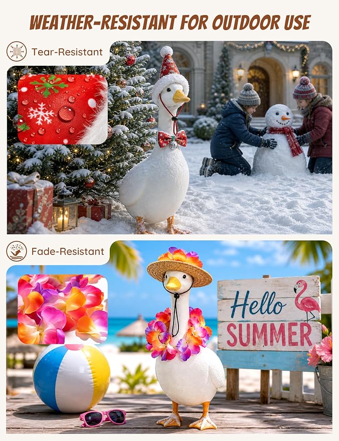 8 Set Holiday Porch Goose Outfits for 17/19/23" Plastic Lawn Goose - 4th of July, Summer, Thanksgiving, Valentines, St. Patricks, Easter Clothes - Patio Yard Garden Decor with Hat and Bow Tie