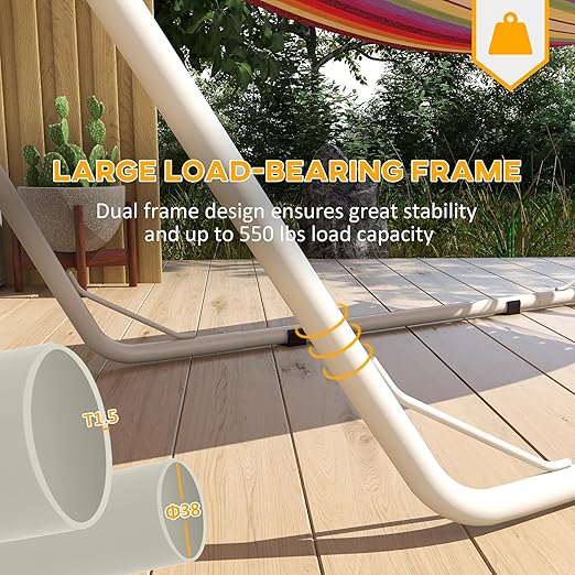Hammock Stand for 2 Person, Portable Adjustable Steel Frame, Weather-Resistant Finish, Fits 9-14ft Hammocks, 550 lbs Capacity, White