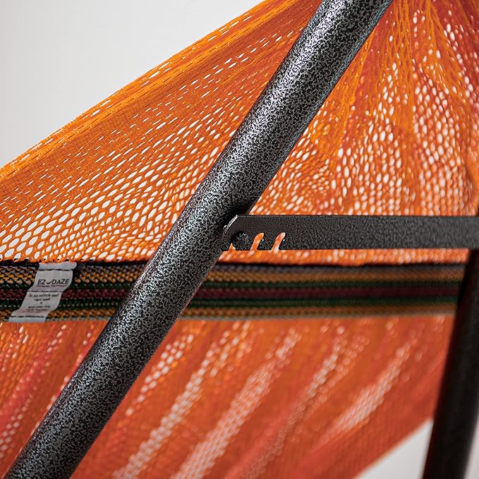 Best Home Fashion Hammock with Collapsible Steel Stand 450 lbs Capacity & Carrying Case, Portable & Adjustable, Perfect for Camping Beach Summer Patio, EZ Daze Foldable Hammock with Stand- Orange