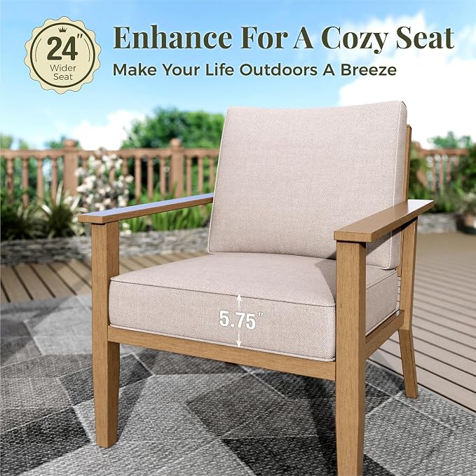 MIXPATIO 5-Piece Outdoor Patio Furniture Set, Steel Sectional Patio Conversation Sets, All-Weather Outdoor Furniture Sets with Waterproof Thick Cushions for Porch, Garden, Backyard, Deck-Beige
