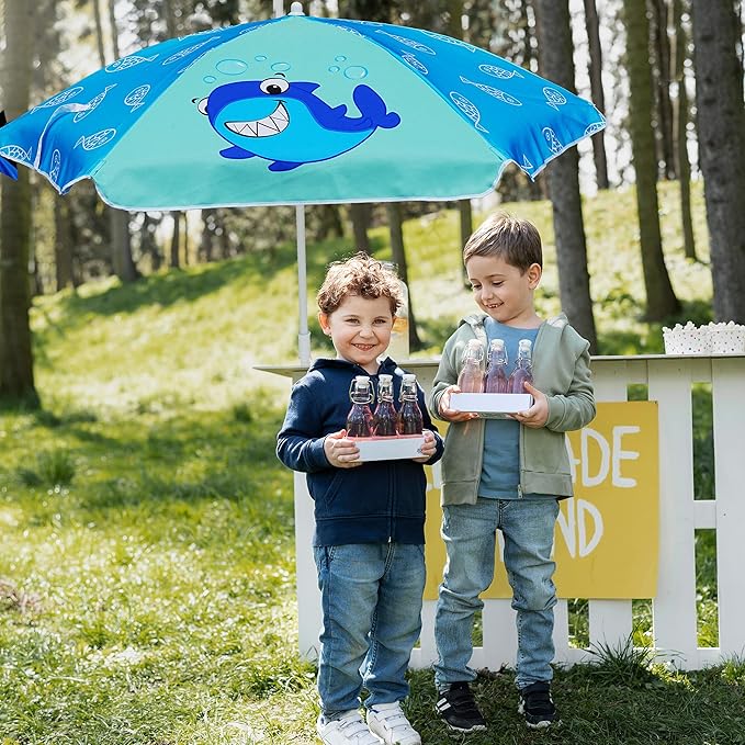 AMMSUN 5ft Seaside Beach Umbrella for Sand and Water Table - Kids Durable Umbrellas for children Beach Camping Garden Outdoor Play Shade