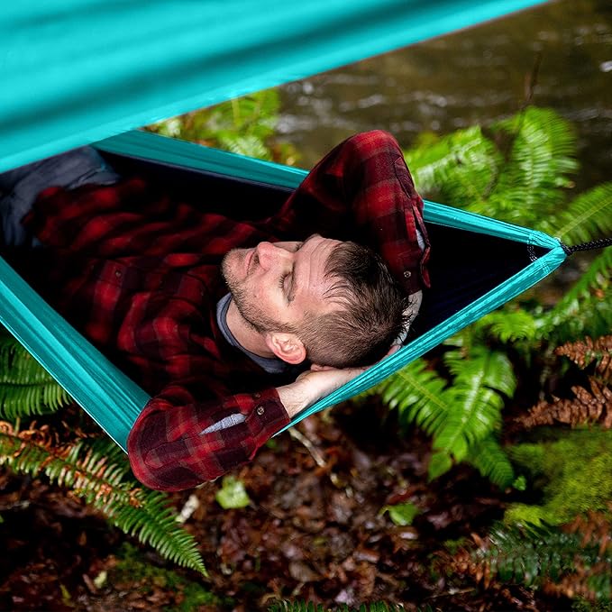 Wise Owl Outfitters Hammock & Rain Fly Bundle – Double Camping Hammock with Tree Straps and Waterproof Tarp, Lightweight Shelter for Hiking & Travel
