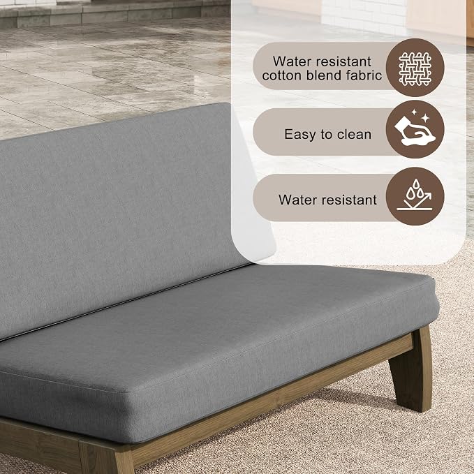 3 Pieces Patio Furniture Sets, All-Weather Outdoor Wood Bistro Set Patio Conversation Coffee Table Chiars and Patio Loveseat for Balcony, Backyard
