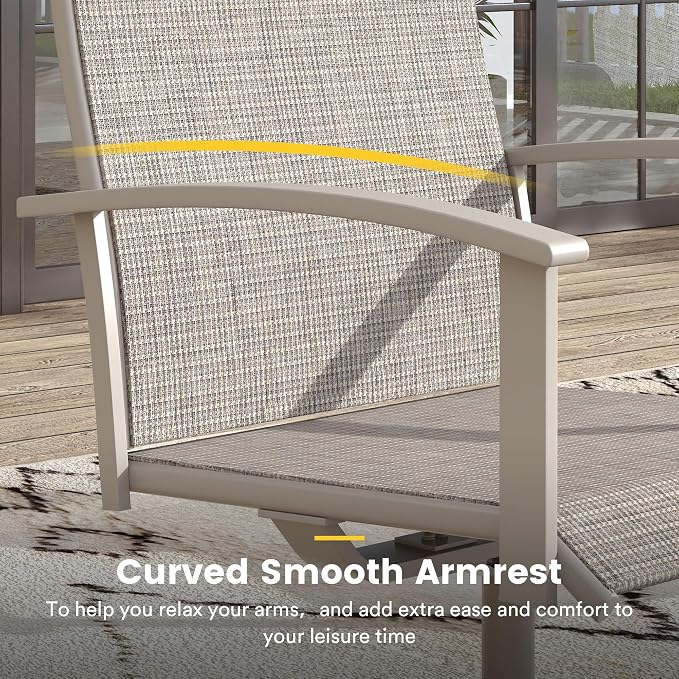 VICLLAX 5 Pieces Patio Dining Set, Outdoor Dining Set for 4-37.7" Outdoor Table and Swivel Patio Chair Set for Deck, Lawn and Garden, Gray Wood Grain Table and Sanshell Color Chairs