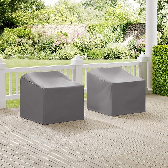 Crosley Furniture Patio Furniture Covers, Waterproof 2-Piece Outdoor Chair Cover Set for Backyard, Gray