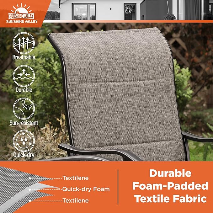 SUNSHINE VALLEY 7 Piece Patio Dining Sets for 6, Outdoor Table and Chairs Set with Patio Dining Table(1.61-2" Hole) and 6 High Back Textilene Patio Dining Chairs, Outdoor Dining Sets for Deck Backyard