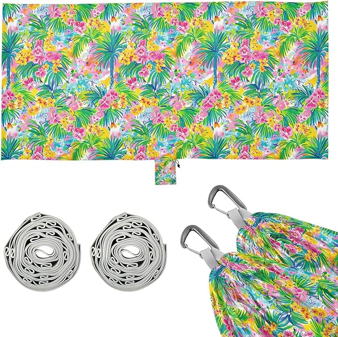 Camping Hammock Outdoor Hammocks for Outside Plumeria Flowers Beach Trees Portable Lightweight with Pockets Tree Straps Indoor