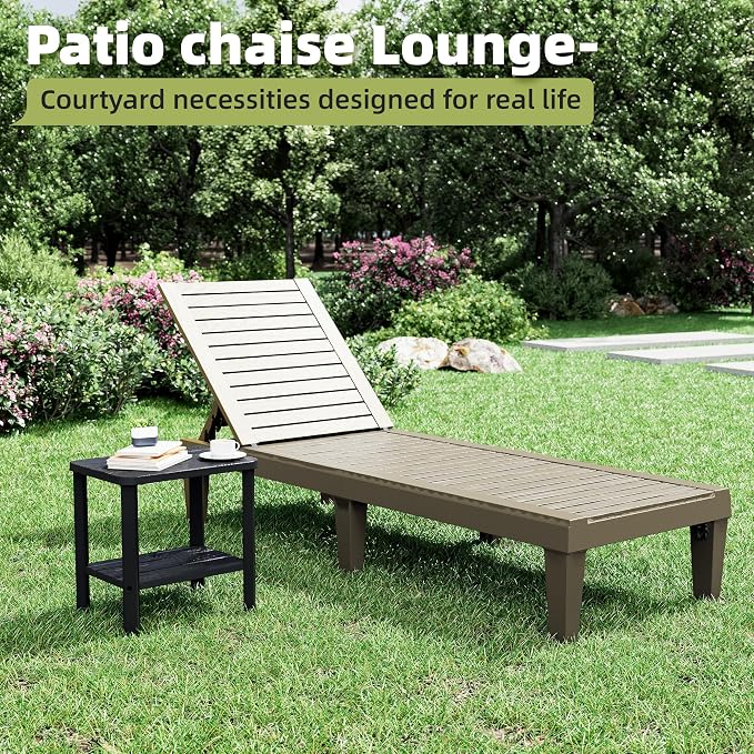 KAMABOKO Outdoor Side Table for Patio, 2-Tier Adirondack End Table 16" HDPE Waterproof Square Storage All-Weather Table for Lawn, Pullside, Beach and Indoor