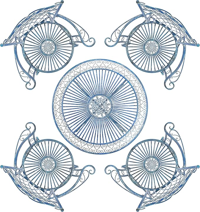 Safavieh PAT5003C Outdoor Collection Thessaly Victorian Antique Blue 5-Piece Set Dining