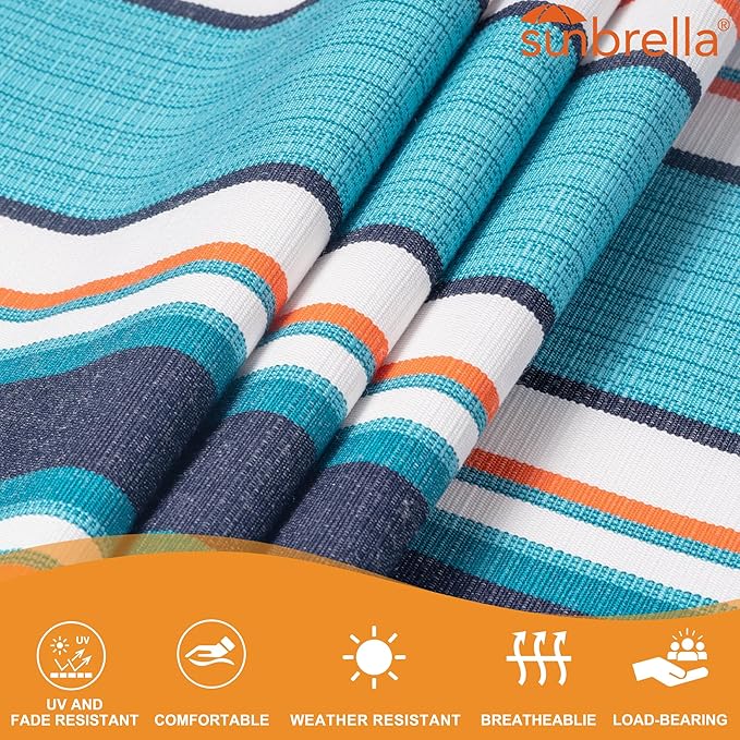 Lazy Daze Hammocks 12 FT Sunbrella Fabric Quilted Hammock Double Sunbrella Quilted Hammock with Spreader Bars & Pillow, All Weather and Fade Resistant for Outdoor, 450 lbs Capacity, Token Surfside