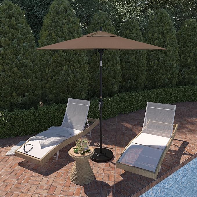 California Umbrella 7.5' Round Aluminum Market Umbrella, Crank Lift