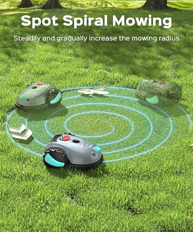 YARDCARE V100 Robotic Lawn Mower – Visual Navigation & Smart Obstacle Avoidance, Adjustable Cutting Height 0.8–2.4 in, Low-Noise Auto Mowing for Small Lawns up to 1,600 sq ft