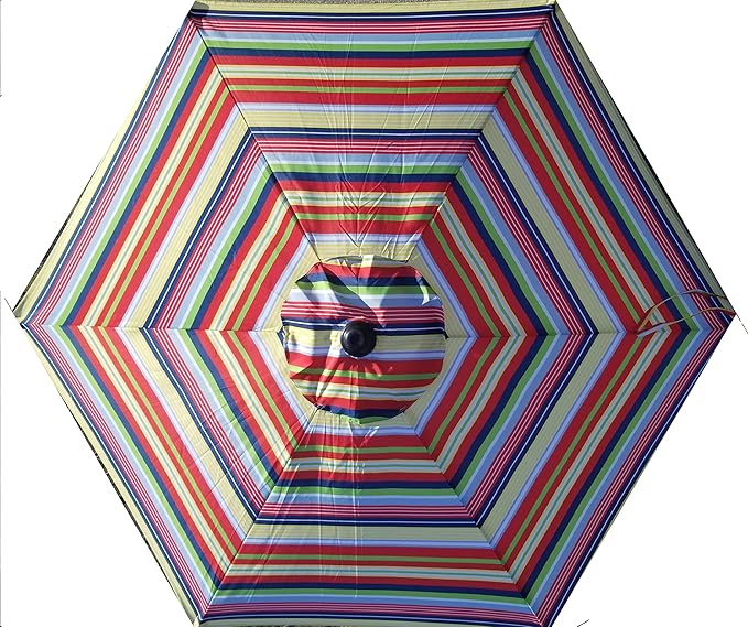 7.5 Foot Crank and Tilt Market Umbrella (Red/Blue/Green/Yellow Striped)