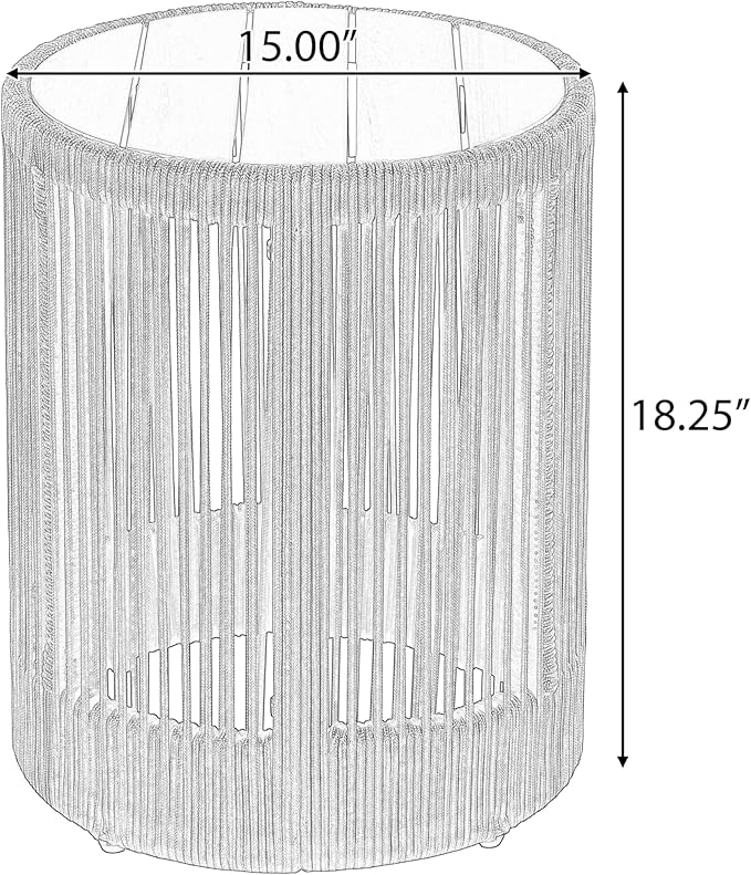 Outdoor Rattan Rope & Acacia Wood Side Table - Patio Balcony Furniture for Garden, Yard, Balcony - Weather Resistant(Rope Beige, Natural Iron)