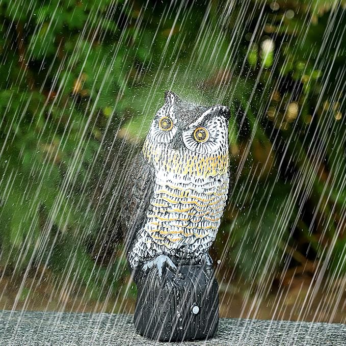 Ruolan Plastic Owl,Brid Owl with Flashing Eyes&Frightening Sound for Garden Yard Outdoor (Medium) (Large)