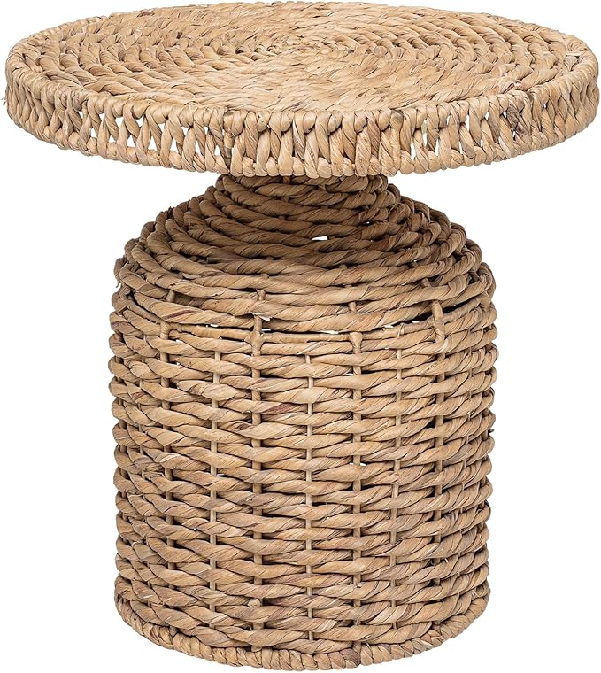 Bloomingville Beige Natural Water Hyacinth Side Table