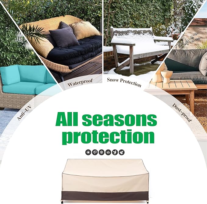 F&J Outdoors Waterproof Anti-UV Heavy Duty 2 Seater Bench Cover Patio Loveseat Cover, 58" W x 35" D x 35" H