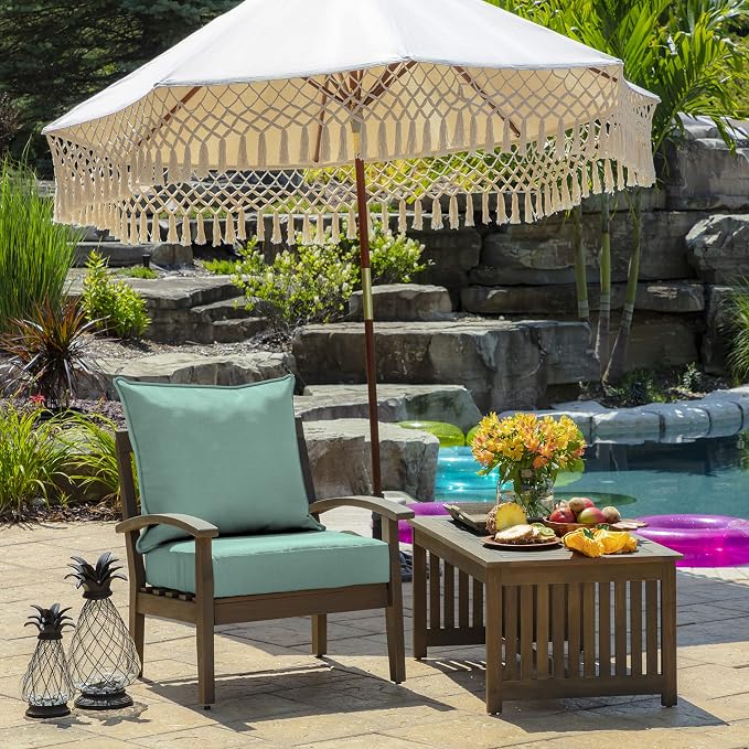 Arden Deep Seat Outdoor Chair Cushion Set (2-Pack), 24 in x 24 in, Weather-Proof, Rain-Proof, Fade Resistant Patio Cushion Set for Chair, Sofa, and Couch Aqua Leala | Outdoor Sofa, Couch, Conversation Set, Weather-Proof, Rain-Proof, Fade Resistant for ...