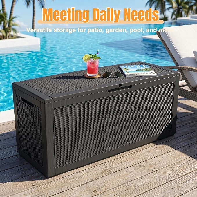 Outdoor Storage Box,160 Gallon Resin Deck Box,Waterproof & UV Resistant Lockable Package Delivery Bin,Toy Cabinet for Indoor & Outdoor