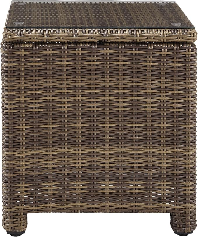 Crosley Furniture Bradenton 5-Piece Outdoor Loveseat Patio Furniture Set, Wicker Conversation Sets for Porch, Brown with Sangria Cushions
