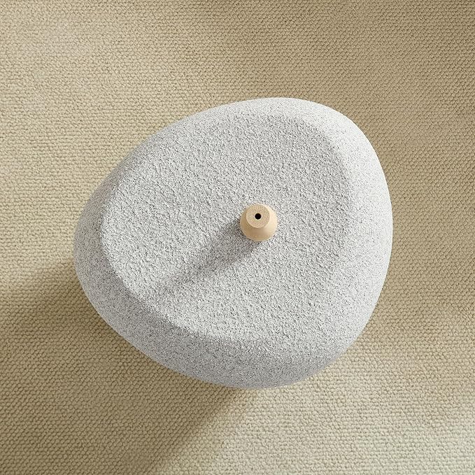 19.29" Irregular Fiberglass Outdoor Side Table, Durable Small Drink Table for Small Spaces, Scratch-Resistant & Waterproof End Table for Living Room, Apartment, Office, Beige