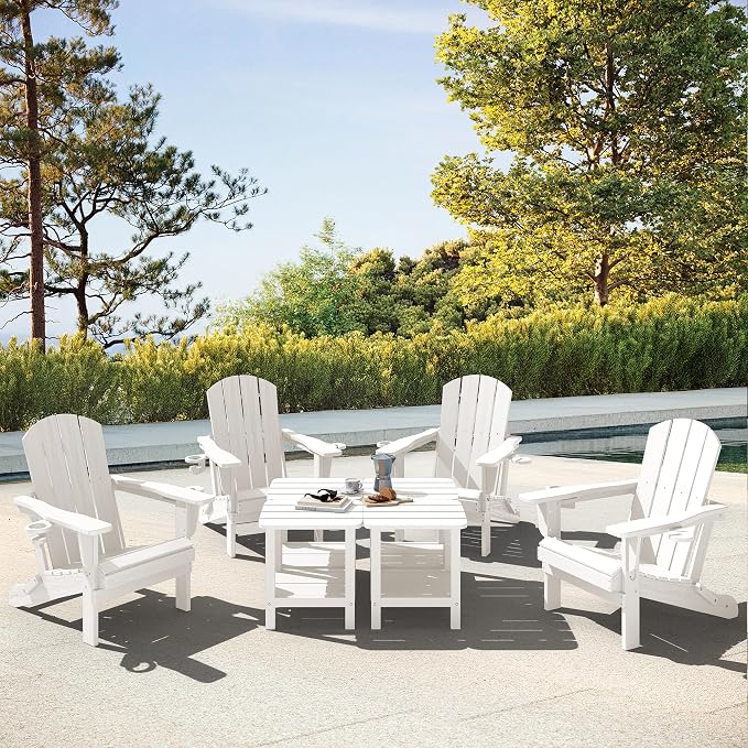 SERWALL Double Adirondack Side Table Set of 2, End Table- White