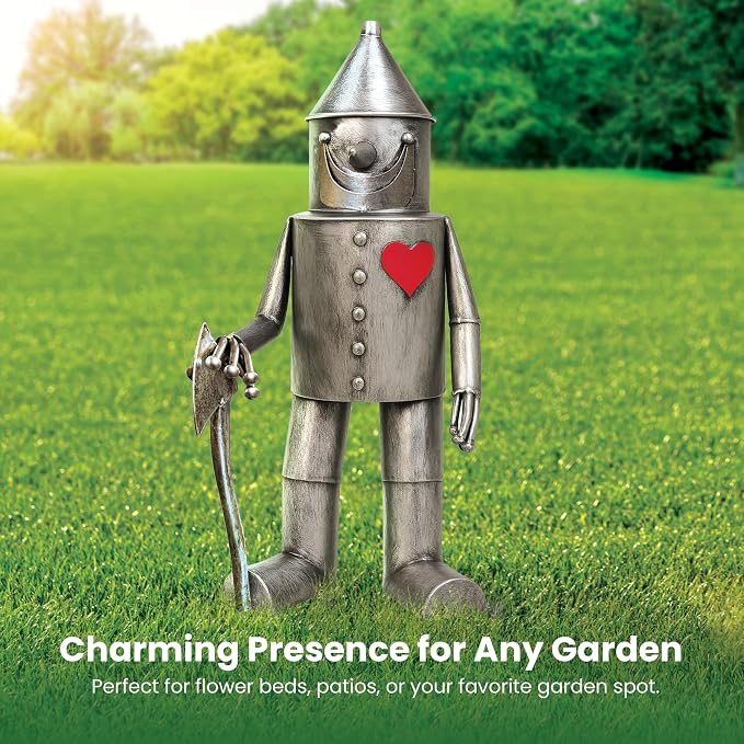 The Enchanted Garden Bringing Gardens To Life Tin Man Outdoor Statue – Whimsical Metal Yard Decor for Lawn or Patio – Unique Weatherproof Ornament – Giftable Sculpture for Outdoor Enthusiasts