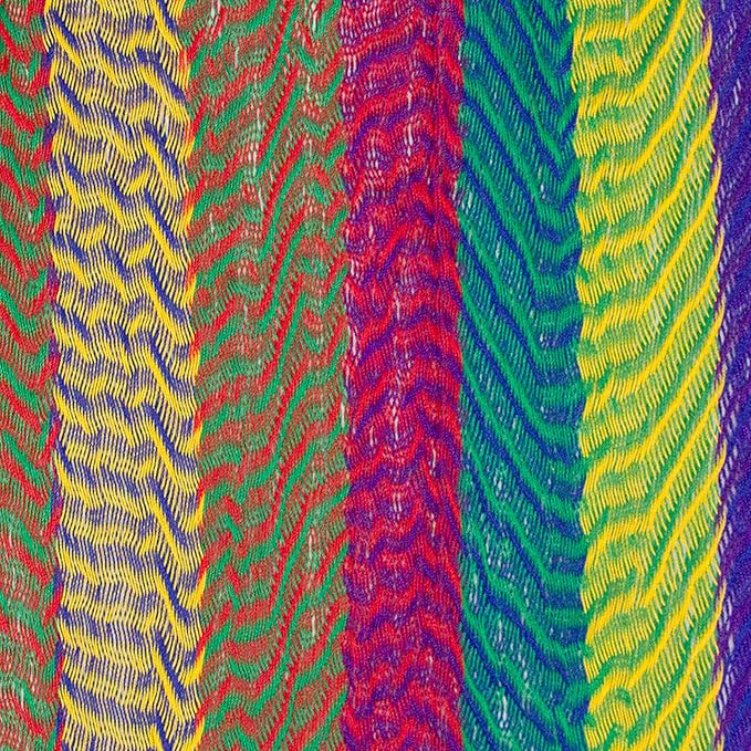 NOVICA Artisan Rainbow Seascape Double Hammock, Blue Striped Handmade Nylon Mayan Rope Style from Mexico, Bed 78in L x 78in W, Total Length 158in L