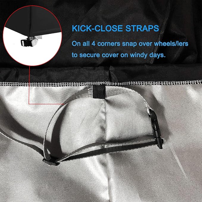 Deck Box Cover 420D Outdoor Patio Waterproof Oxford Fabric Coated with Silver Dustproof Deck Storage Box Protector with Elastic Buckles on All 4 Corners Wheels Protect from Wind Rain Snow Black