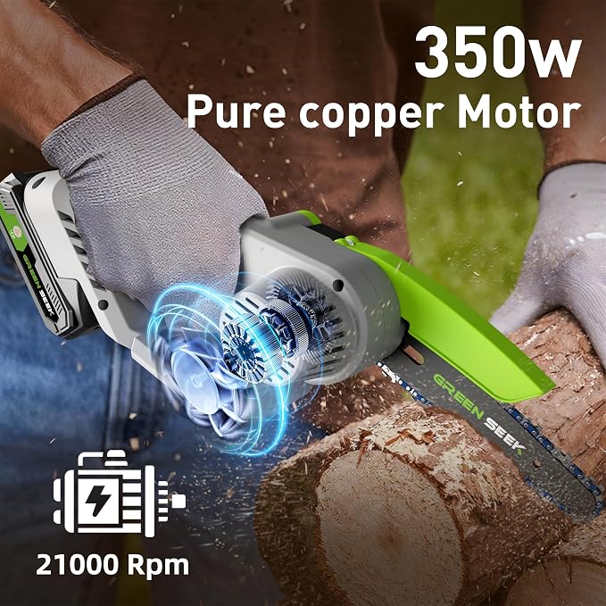 6-Inch Mini Chainsaw Powerful 21V Brushless Electric Chain Saw for Wood Cutting Tree Trimming - Ideal Gifts for Men, Dad, Husband, DIY Lovers - Includes Suitcase & 2 Chains