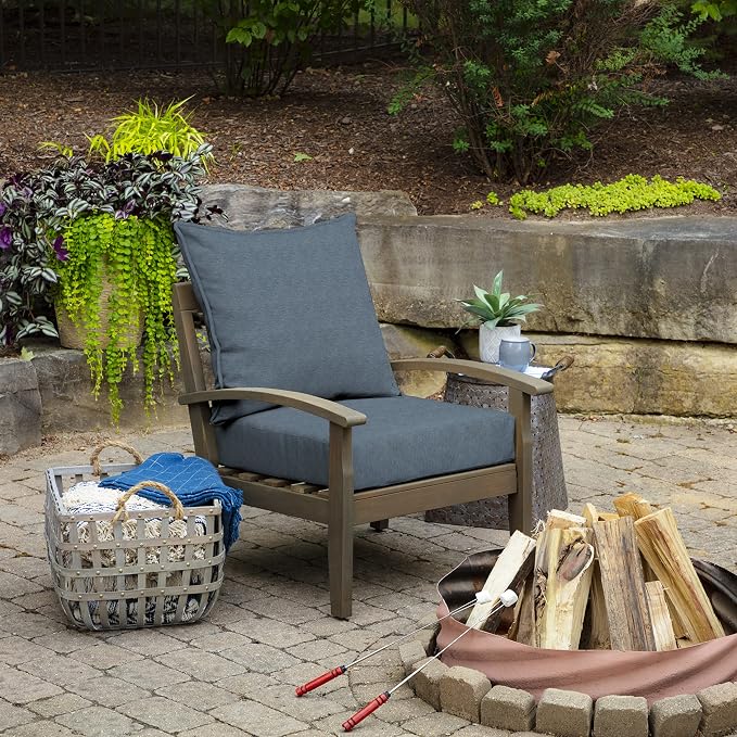 Arden Outdoor Deep Seat Cushion Set, Foam, 4-Pack, 24x24, Denim Alair | Olefin Fabric, Sofa, Couch, Conversation Set, Premium High-Density Foam, Never Flattens, Mold and Mildew Resistant