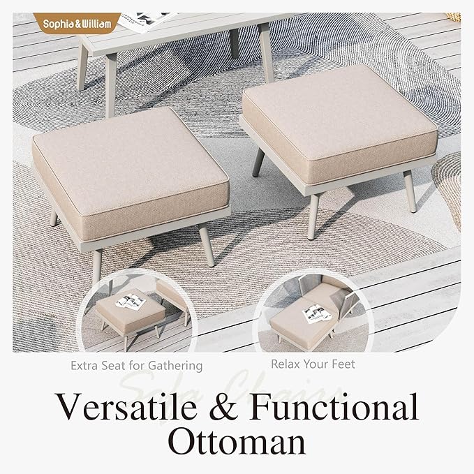 Sophia & William 8-Piece Patio Furniture Set, Outdoor Sectional Furniture with Classic Rope PE Rattan and Coffee Table, All-Weather Conversation Set with Anti-Rust Frame and Olefin Cushions
