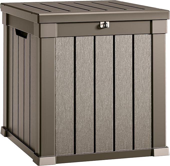 YITAHOME Deck Box, 51 Gallon Weatherproof Outdoor Storage Container for Patio Cushions, Pool Supplies, Garden Tools, Lockable Lid and Side Handles, Light Brown
