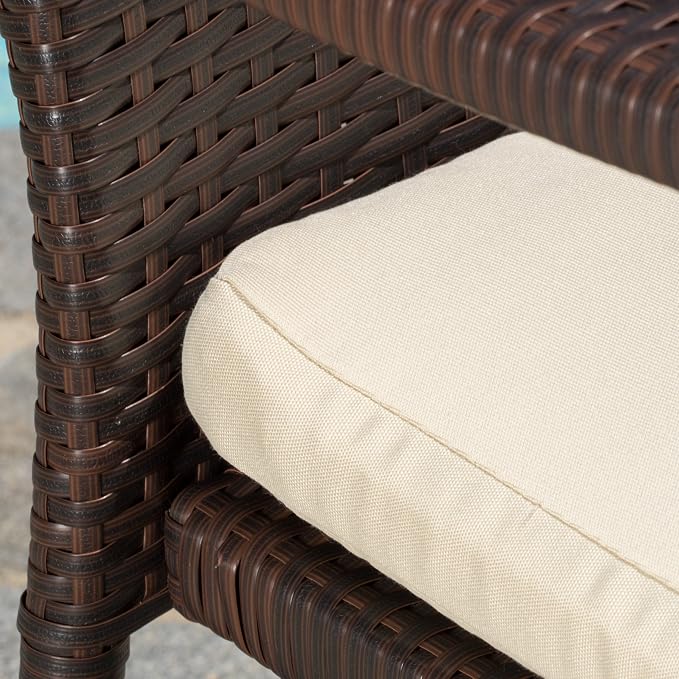 Christopher Knight Home Corsica Outdoor Wicker Chat Set, 3-Pcs Set, Brown / Crème