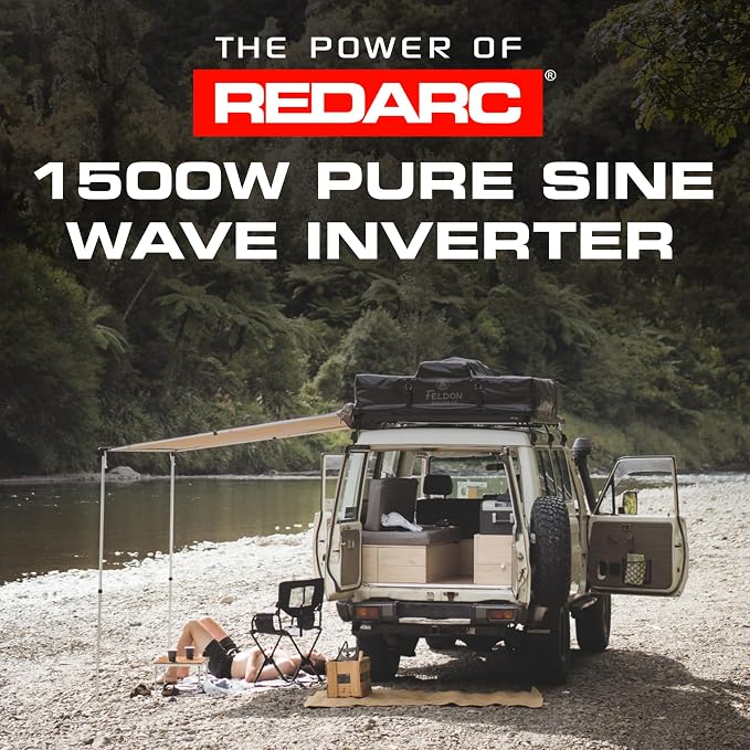 REDARC 1500W Pure Sine Wave Inverter, 12V DC to 110 / 120V AC Power Converter, Portable Power Inverter, Connects to Car Battery System, Adapter for Camper, RV, Truck, Off-Grid Camping