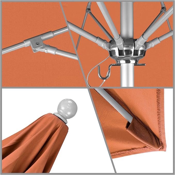 California Umbrella 7.5' Rd. Venture Series Contract Grade Patio Umbrella, Push Open Pin Stop, Silver Finish, Solution Dyed Tuscan