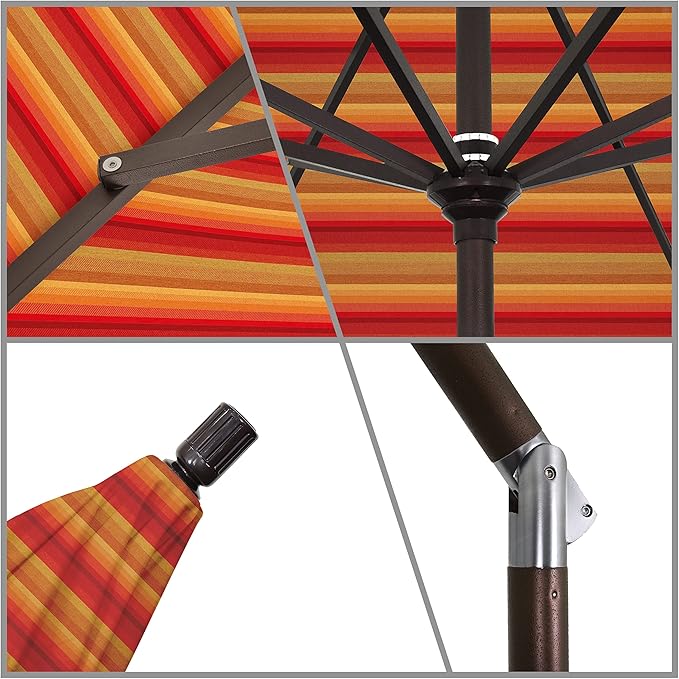 California Umbrella 11' Rd Tahoe Series Aluminum Patio Umbrella, Crank Lift, Collar Tilt, Bronze Finish