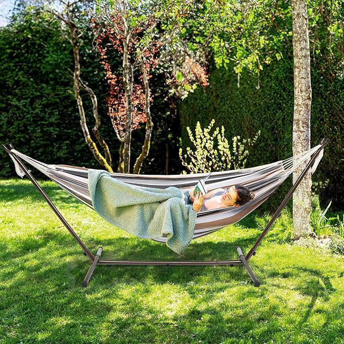 ONCLOUD 550 LBS Capacity Hammock Stand with Portable Carrying Bag, Heavy Duty 2-Person Hammock Frame for Outdoors & Indoors-Black (Antique Finish)