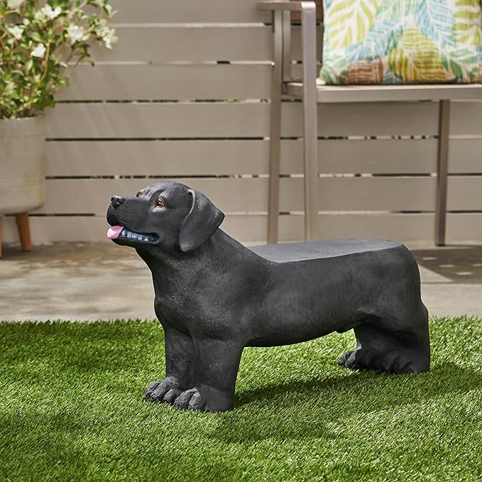 JIJIWANG Black Do3-in-1 Pedestal Side Table/End Table/Stool - MGO Hand Painted Sculpture Statue,No Assembly Required for Home,Living Room & Outdoor Decor (Jet Black, 31.50" W x 8.75" D x 16.75" H)