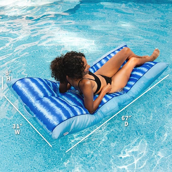 Big Joe Kona Hammock No Inflation Needed Pool Lounger with Headrest, Quick Draining Fabric, 4 feet Big