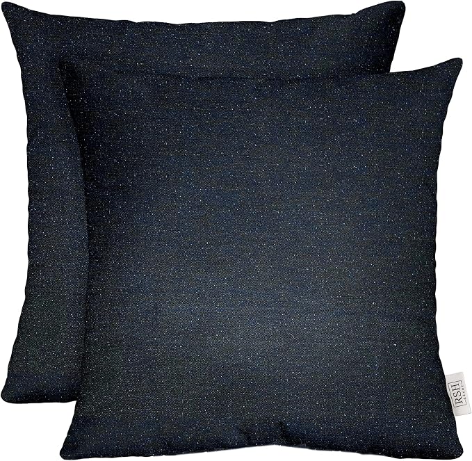 RSH DECOR: Sunbrella Square Throw Pillows Set of 2 | 22" x 22" | Water and Fade-Resistant Performance Fabric | Outdoor Pillow Covers with Down-Alternative Inserts | Made in USA (Sparkle Navy Denim)