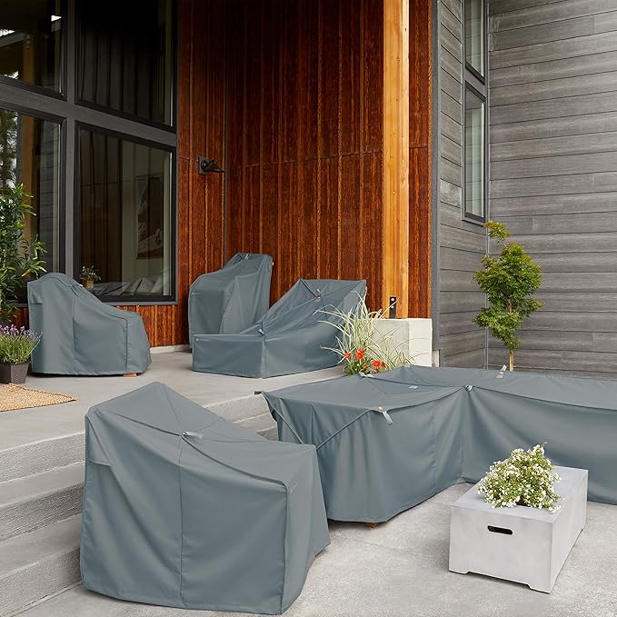 Classic Accessories Storigami Water-Resistant 58 Inch Easy Fold Loveseat Sofa Cover, Monument Grey, Patio Furniture Covers