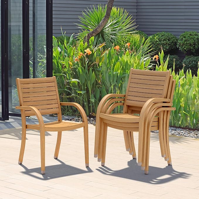 Amazonia Berlin 7-Piece Rectangular Extendable Patio Dining Set | Teak Finish | Ideal for Outdoors and Indoors
