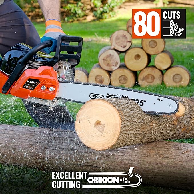 55CC Gas Chainsaw Powered With 2-Cycle Engine 20 Inch Handheld Chain Saw Gas With Automatic Oiler For Tree Trimming Wood Cutting and Land Clearing