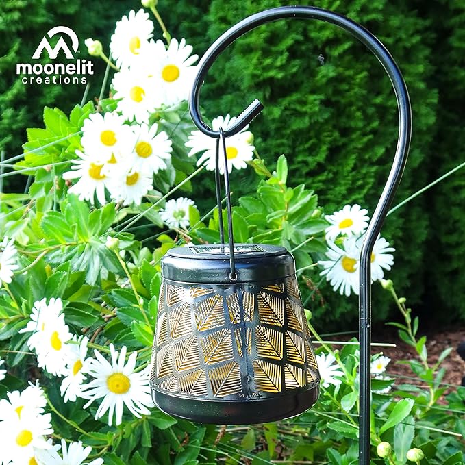 MCSSLNT Solar LED Stake Lantern with Shepherd Hook, Waterproof Solar-Powered Lighting, Decor for Gardens, Pathways & Patios