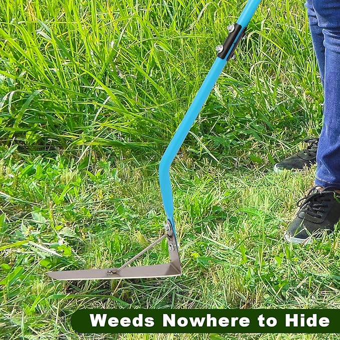 sancat Sickle with Double-Edged 304 Stainless Steel Sharp Blade, Weed Cutter Tool for Garden, Manual Long Weed wracker, Weeding Tool with 41’’ Soft Rubber Handle