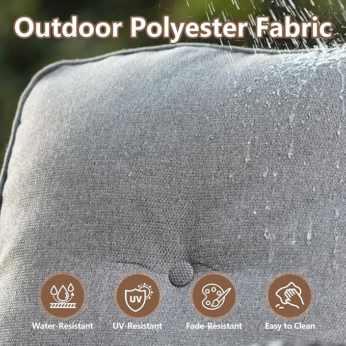 2 PCS Outdoor Patio Furniture Set with Thickened Cushions, All-Weather Rattan Wicker Outdoor Conversation Set for Porch,Backyard,Balcony,Dark Grey