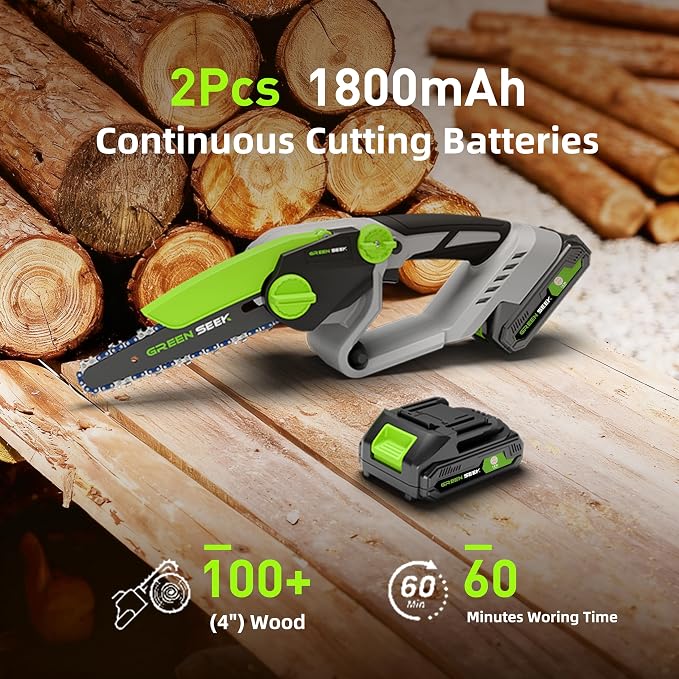 Mini Chainsaw 6-inch Chainsaw Cordless with Battery and Charger, Handheld Small Power Chain Saws for Tree Trimming, Branch Wood Cutting and Garden Maintenance