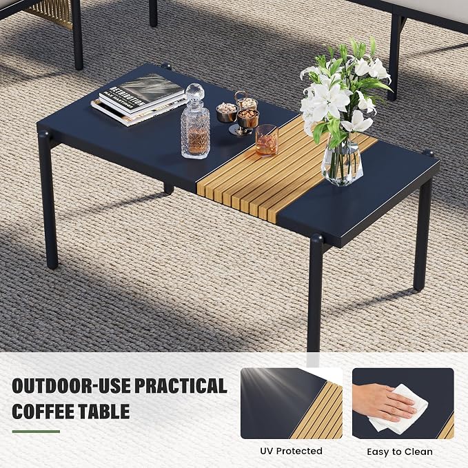 Aluminum Outdoor Patio Furniture Set, 7 Seats Outdoor Sectional with Coffee Table, Patio Conversation Sets with Washable Thick Cushions and Waterproof Cover for Backyard/Garden /Poolside, Silver Gray
